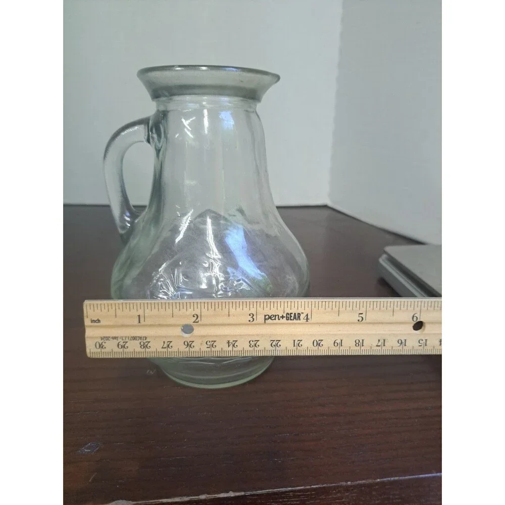 Vintage Clear Glass With Emvossed Clipper Ship Pitcher